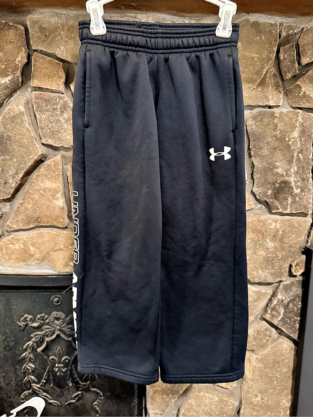 Under Armour Boys Wide Leg Fleece Pants Black